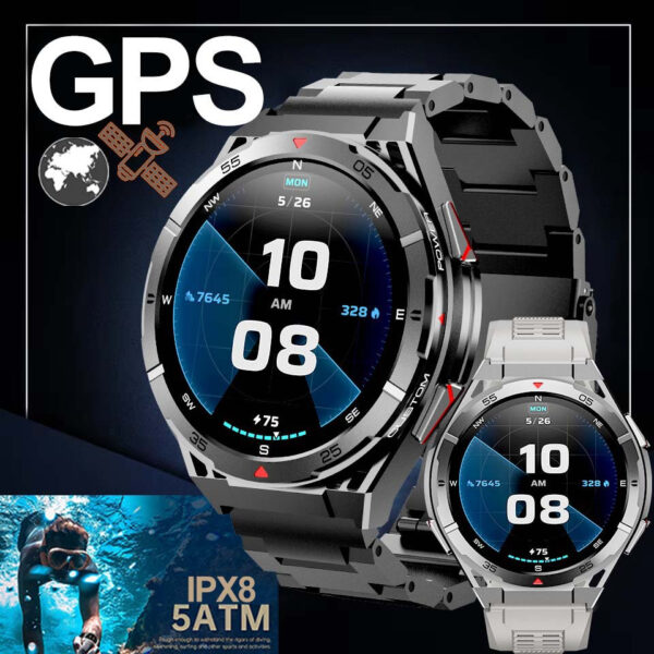 2025 Men's GPS Smartwatch - 1.43" HD AMOLED Full Touch Screen, IPX8/5ATM High Quality, 170+ Sports Modes, Built-in GPS, Compass, Altitude, Air Pressure, 480mAh Battery, Zinc Alloy Body, Wireless Calls, Voice Assistant, Stress & Breathing Training, Step/Distance Tracker for iPhone & Android, Multifunctional Smart Watch, Versatile Wearable, Fulltouch Display, Durable Construction, Fitness Tracker, Stylish Fitness Watch, Highquality Build, Multisport Watch, Fitness Enthusiasts