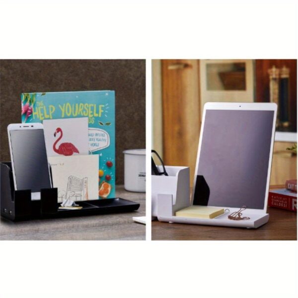 Connect Charging Desk Organizer Base, USB Phone Stand Compatible with Cell Phones and Tablets, White - Image 4