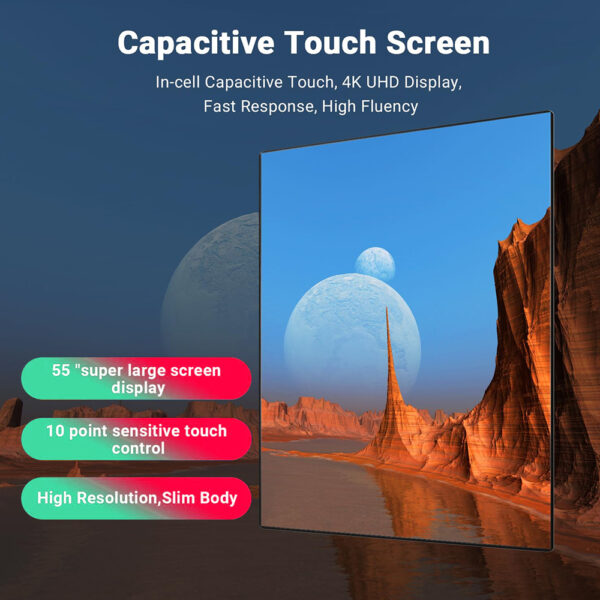 49" 4K Touch Screen Interactive Whiteboard & All-in-One Electronic Calendar - Projection, Mobile with Wheels, Wall-Mountable for Conference Room, Business Meetings, Advertising, Portable Screen - Image 6
