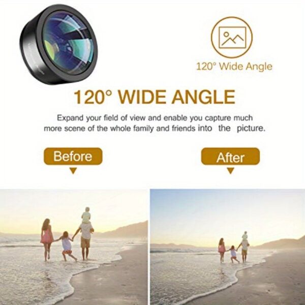 Phone Camera LensUpgraded 3 in 1 Phone Lens kit198 Fisheye Lens + ro Lens + 120 Wide Angle Lens Clip on Cell Phone Lens Kit Compatible with for samsung Android Smartphones - Image 5