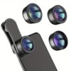 Phone Camera LensUpgraded 3 in 1 Phone Lens kit198 Fisheye Lens + ro Lens + 120 Wide Angle Lens Clip on Cell Phone Lens Kit Compatible with for samsung Android Smartphones