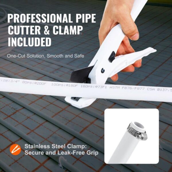3/ 4 Inch PEX- B Flexible Pipe Tubing 500 Feet for Hot and Cold Potable Water Plumbing Applications with Free and Clamps White - Image 4
