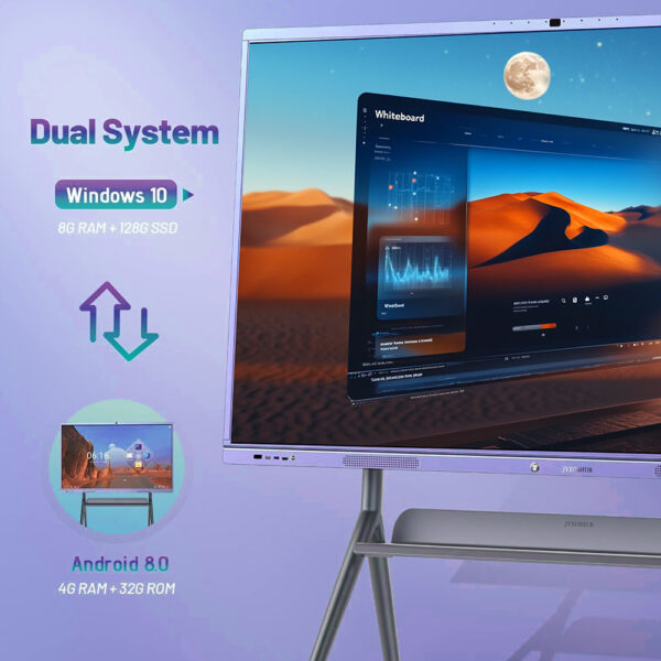 4K UHD 65 Inch Smart Board, Interactive Whiteboard with Dual System, All-in-One Touch Display for Schools, Offices, and Presentations - Image 2