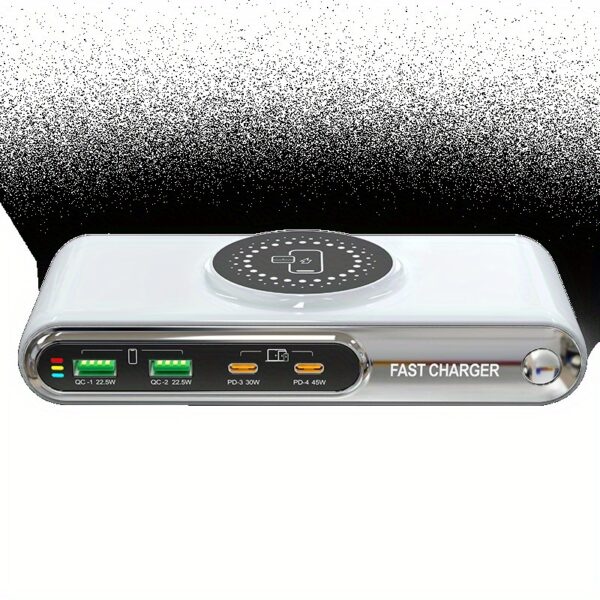New Multi-port Charger With Color Atmosphere Light Magnetic Charger Desktop Charging Station Notebook Tablet Mobile Phone USB Multi-port Socket Fast Charging. - Image 9