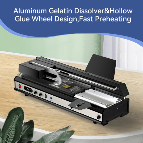 A4 Size Semi-Automatic Hot Melt Glue Book Binding Machine - Fully Auto Adhesive, 8-Tip Tungsten Steel Milling Knife, Dust Collection & Smoke Filtration System, Manual Scale Adjustment for Office & School Use, Professional Desktop Design, Durable Construction - Image 8
