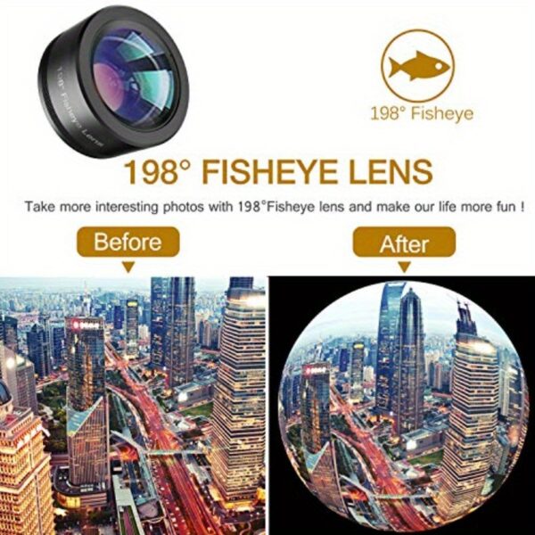 Phone Camera LensUpgraded 3 in 1 Phone Lens kit198 Fisheye Lens + ro Lens + 120 Wide Angle Lens Clip on Cell Phone Lens Kit Compatible with for samsung Android Smartphones - Image 6