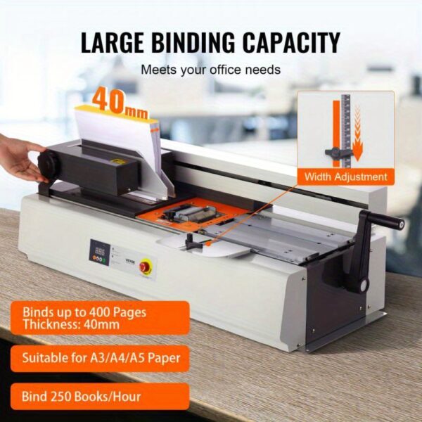 Thermal Book Binding Machine 400 Sheet Capacity Hot Glue Binder A3 A4 A5 40mm Maximum Binding Thickness Ideal for Document and Report Binding - Image 8