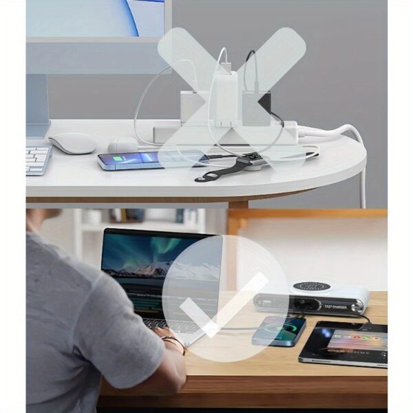 New Multi-port Charger With Color Atmosphere Light Magnetic Charger Desktop Charging Station Notebook Tablet Mobile Phone USB Multi-port Socket Fast Charging. - Image 4