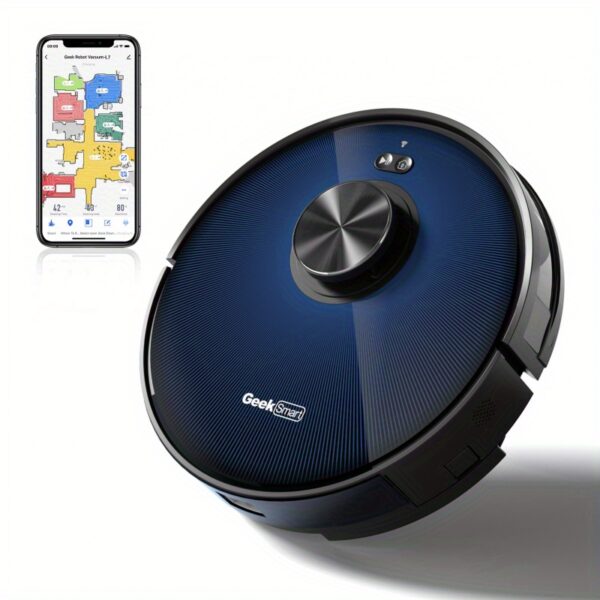 Geek Smart L7 Robot Vacuum and Mop Combo - 2700Pa Super Strong Suction, LDS Smart Navigation, WiFi & App Control, 5 Map Modes, Carpet Boost, Pet Hair Cleaning, Voice Compatible for Large Homes, Smart Vacuum Robot, Automated Cleaning, Stylish Appliance, Efficient Cleaning, Appcontrolled Cleaner, Techsavvy Users