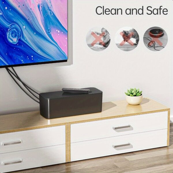 2 Pack Cable Management Box Pet and Baby Proofing Cable Organizer Box Large and Medium Size Cord Management Box Cord Organizer Perfect for Office and Home Cord Hider Cable Hider Black - Image 7
