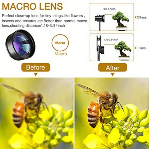 Phone Camera LensUpgraded 3 in 1 Phone Lens kit198 Fisheye Lens + ro Lens + 120 Wide Angle Lens Clip on Cell Phone Lens Kit Compatible with for samsung Android Smartphones - Image 7