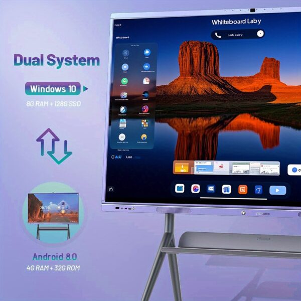 Smart Board 65 Inch with 4K UHD Touch Screen, Dual System Interactive Whiteboard for Office, School & Business, Digital All-in-One Board - Image 2