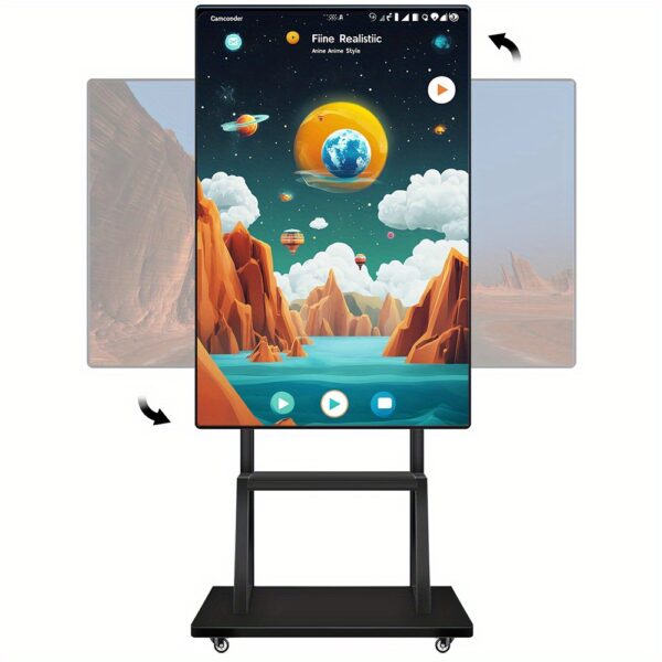 49" 4K Touch Screen Interactive Whiteboard & All-in-One Electronic Calendar - Projection, Mobile with Wheels, Wall-Mountable for Conference Room, Business Meetings, Advertising, Portable Screen