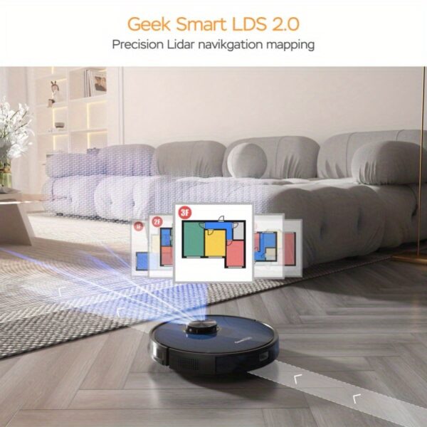 Geek Smart L7 Robot Vacuum Cleaner and Mop LDS Navigation WiFi Connected APP Selective Room Cleaning MAX 2700 PA Suction Ideal for Pets and Larger Home - Image 2