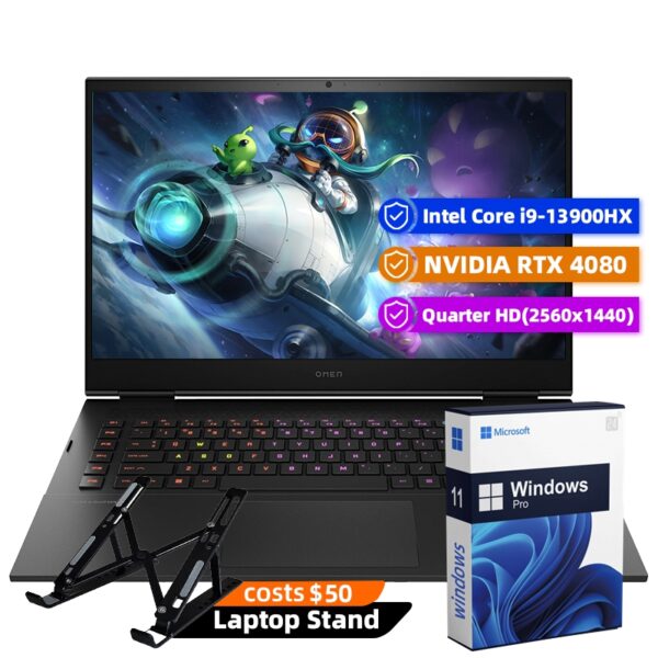 HP Omen Gaming Laptop, 17.3" 2560 x 1440 165Hz, Intel Core i9-13900HX 24-Core, NVIDIA GeForce RTX 4080 12GB, 64GB DDR5, 4TB SSD, Windows 11 Pro, RGB Backlit KB, Wi-Fi 6E, Black