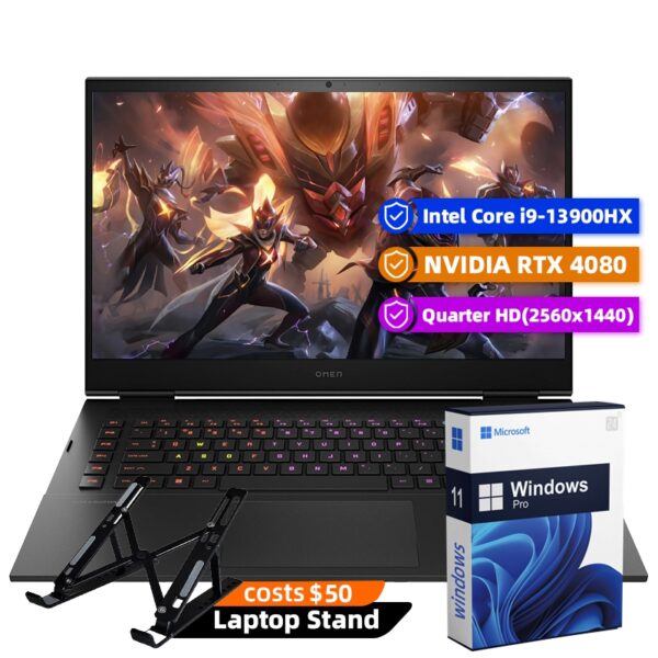 HP Omen Gaming Laptop, 17.3" 2560 x 1440 165Hz, Intel Core i9-13900HX 24-Core, NVIDIA GeForce RTX 4080 12GB, 32GB DDR5, 2TB SSD, Windows 11 Pro, RGB Backlit KB, Wi-Fi 6E, Black