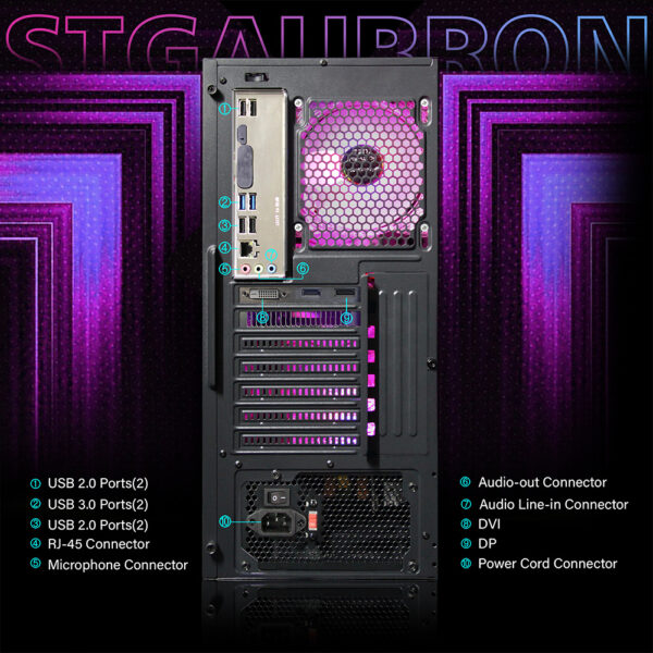 STGAubron Gaming Desktop PC, Core i7 3.4G up to 3.9G, GeForce RTX 2060 Super 8G GDDR6, 32G,1TB SSD,WiFi,Wireless 5.0, RGB Keybaord,RGB Mouse Pad,RGB Sound Bar,RGB Headset Mic, W10H64 - Image 6
