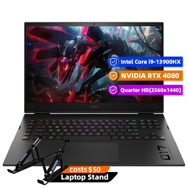 HP Omen Gaming Laptop, 17.3" 2560 x 1440 165Hz, Intel Core i9-13900HX 24-Core, NVIDIA GeForce RTX 4080 12GB, 32GB DDR5, 2TB SSD, Windows 11 Home, RGB Backlit KB, Wi-Fi 6E, Black