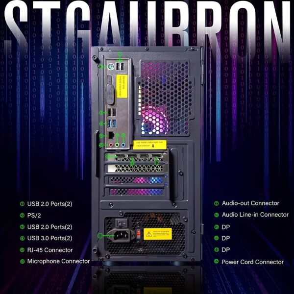 STGAubron Gaming Desktop PC, Core I5 3.3Ghz up to 3.7Ghz, GeForce RTX 2060 6G GDDR6, 16G RAM, 512G SSD, WiFi, wireless 5.0, RGB Fan X 3, RGB Keyboard and Mouse, RGB Mouse Pad, RGB Wireless Sound Bar, W10H64 - Image 6