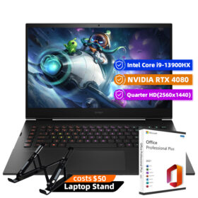 HP Omen Gaming Laptop, 17.3" 2560 x 1440 165Hz, Intel Core i9-13900HX 24-Core, NVIDIA GeForce RTX 4080 12GB, 64GB DDR5, 2TB SSD, Windows 11 Home, RGB Backlit KB, Wi-Fi 6E, Black with Microsoft Office Lifetime License