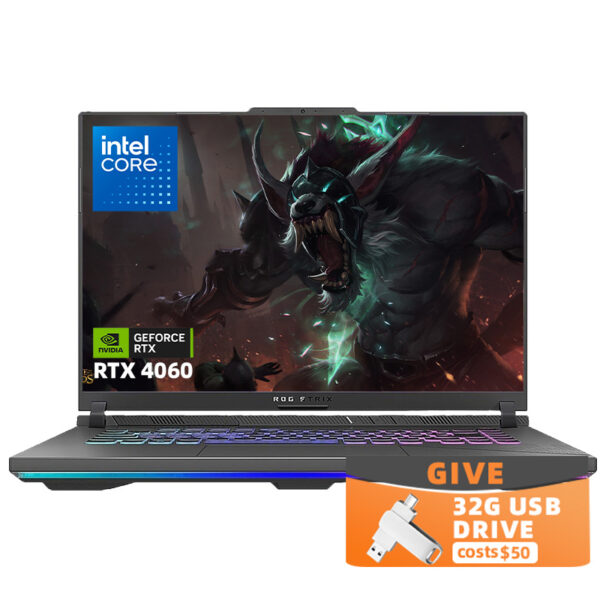 ASUS ROG Strix G16 Gaming Laptop, 16" 240Hz QHD Display, Intel core i9-14900HX, NVIDIA GeForce RTX 4060, 32GB DDR5 RAM, 1TB SSD, Wifi6, Windows 11 Home, with 32GB USB Flash Drive