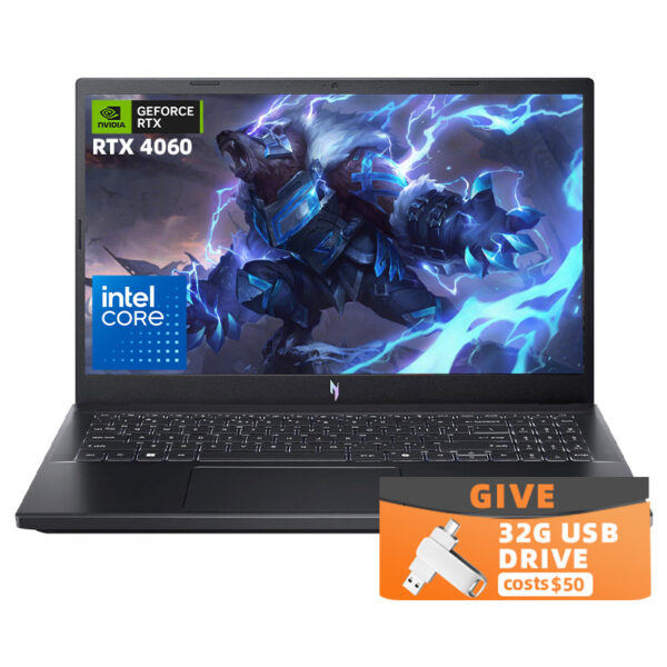Acer Nitro V Gaming Laptop, 15.6" 144Hz FHD Display, 13th Gen Intel Core i7-13620H, GeForce RTX 4060, 32GB DDR5, 1TB SSD, Backlit keyboard, Wi-Fi 6, Windows 11 Home, with 32GB USB Flash Drive