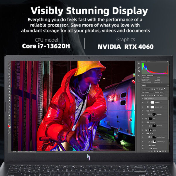 Acer Nitro V Gaming Laptop, 15.6" 144Hz FHD Display, 13th Gen Intel Core i7-13620H, GeForce RTX 4060, 32GB DDR5, 1TB SSD, Backlit keyboard, Wi-Fi 6, Windows 11 Home, with 32GB USB Flash Drive - Image 3