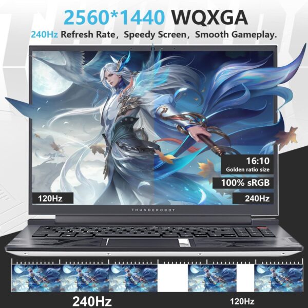 Thunderobot Zero 16 Gaming Laptop | 16" QHD+ 16:10 240Hz 2.5K Display | 14th Gen Intel Core i9-14900HX | GeForce RTX 4070 | 32GB DDR5 | 1TB SSD | RGB Backlit Keyboard | Wi-Fi 6 | Win 11 Home | White - Image 4