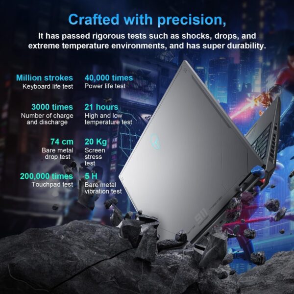 Thunderobot Radiant 16 4060 2.5K Gaming Laptop, 16" WQXGA 240Hz Display, 14th Gen Intel i7-14650HX, GeForce RTX 4060, 16GB DDR5 RAM, 512GB PCIe SSD, RGB Backlit Keyboard, Wi-Fi 6, Win 11 Home, Gray - Image 7