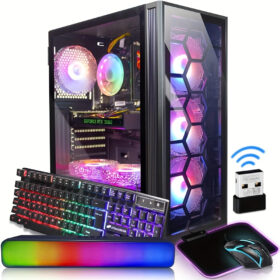 STGAubron Gaming Desktop PC, Core I7 3.4 GHz Up To 3.9 GHz, GeForce RTX 2060 6G GDDR6, 16G RAM, 512G SSD, WiFi, Wireless 5.0, RGB Fanx6, RGB Keyboard&Mouse, RGB Mouse Pad, RGB Sound Bar, W10H64