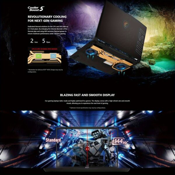 MSI Crosshair 16 Gaming Laptop, Intel Core i7 14650HX (Up to 5.2GHz), NVIDIA RTX 4070, 16" 144 Hz 16:10 FHD+ IPS Display, 64 GB DDR5, 4 TB SSD, Windows 11 Pro& MS Office Pro License, w/Accessories - Image 5