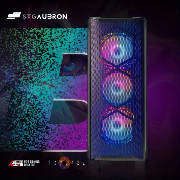 STG Aubron Gaming Desktop PC, Radeon RX 580 8G GDDR5, Core i7 up to 3.9G, 16G Ram, 1T SSD, 600M WiFi, RGB Fan x6, RGB BT Sound bar & Headphone, Windows10 Home - Image 4