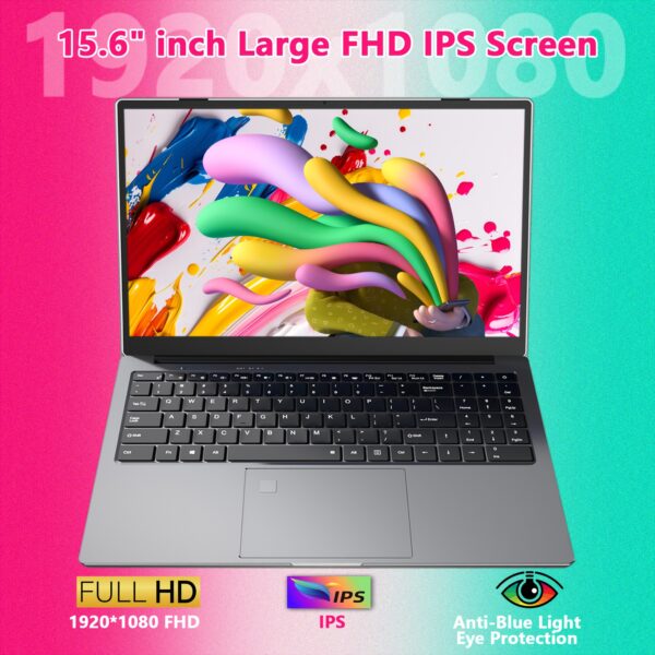 2025 Latest 15.6-inch Business Laptop with Core I7-9750H High Performance CPU 32GB RAM 512GB-1TB NVMe SSD UHD Graphics 630/ Full Featured DP P Port/RJ45 (32G+1TB SSD) Multimedia Portable Laptop for Students And Professionals | Fingerprint Secure, USB-A And Type-C Ports, HD Interface, Full Metal. - Image 3