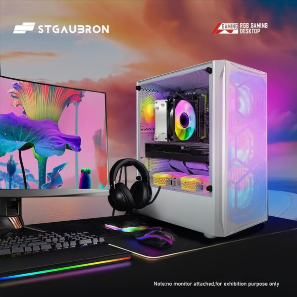 STGAubron Gaming PC Desktop, GeForce RTX 2060 Super 8G, AMD Ryzen 7 PRO 2700 Up To 4.1G, 16G DDR4, 1T SSD, 600M WiFi, RGB Fan X6, RGB Mouse Pad, Windows 11 Home - Image 4