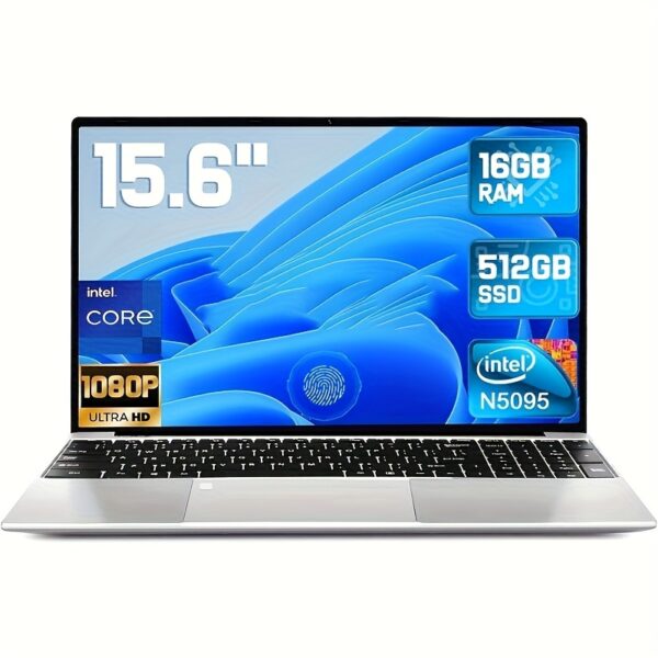 2025 Latest 15.6-inch Intel Core i5-10210U Laptop (Up to 2.9GHz) 16GB RAM 512GB SSD, 1080P Full HD IPS Display, Backlit Keyboard, Fingerprint Security, Webcam, USB 3.0 & WiFi, 5000mAh Battery for Business, Students, Professionals, Professional Work | Sleek Design | Precision Tracking Pad