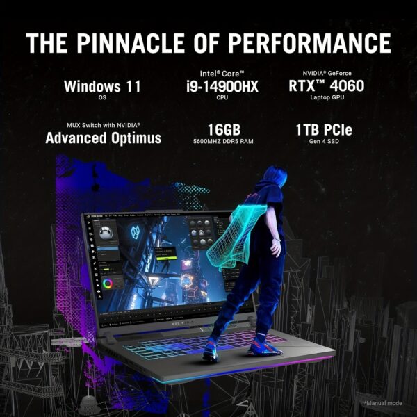 ASUS High Performance ROG Strix G16 Gaming Laptop, 16" 240Hz WQXGA Display, 14th Gen Intel I9-14900HX, 32GB DDR5 RAM, 1TB SSD, GeForce RTX 4060, Backlit KB, WiFi 6E, Windows 11 Pro, With Cefesfy Mouse, Cleaning Kit - Image 3