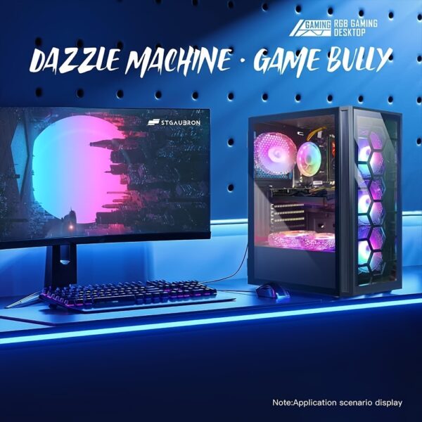 STGAubron Gaming Desktop PC with Intel Core i7, GeForce RTX 2060 Super, 32GB RAM, 1TB SSD, WiFi, RGB Keyboard & Mouse Pad - Black Hexagonal Design, Perfect for Gaming, Streaming & Home Office - Image 4