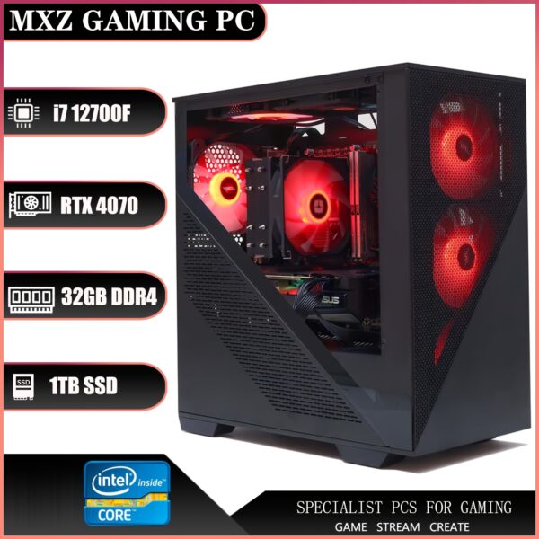 MXZ Gaming Desktop PC, Intel Core I7 12700F, GeForce RTX 4070, Gaming PC, 32GB(16GB*2) DDR4 3200MHz, NVME M2 1 TB, 6RGB Fans, Gamer Desktop Computer (I7 12700F| RTX4070) - Image 3