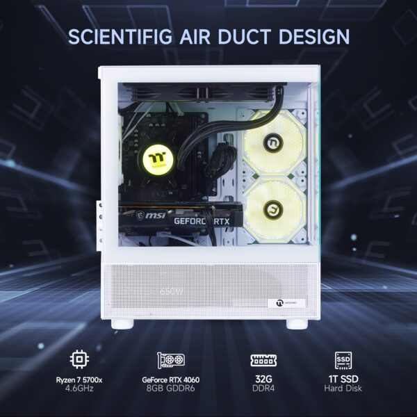 Ningmei Gaming PC AMD Ryzen 7 5700X NVIDIA RTX 4060 32GB RAM 1TB SSD Gaming Desktop - Image 3