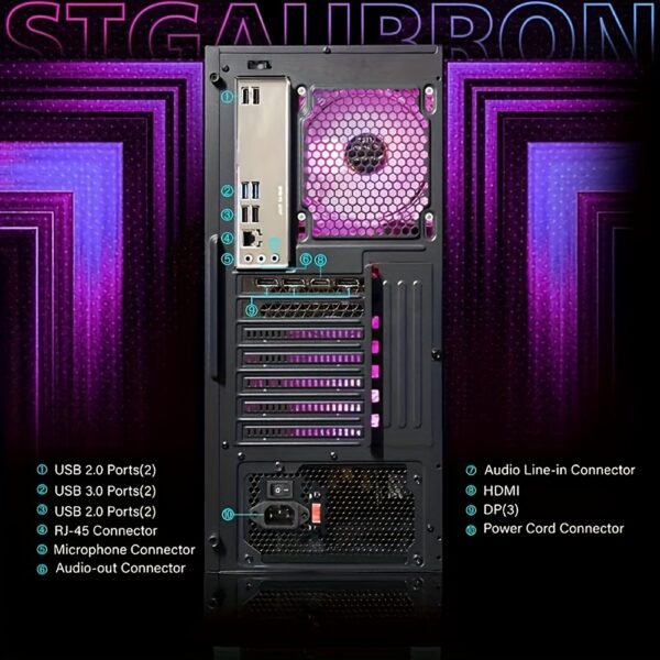 STG Aubron Gaming PC Desktop, GeForce RTX 2060 6G GDDR6, Core I7 3.4 GHz up to 3.9 GHz, 16G RAM, 512G SSD, 600m WiFi, RGB Fan x6, RGB Mouse Pad, RGB BT Sound Bar, Windows 10 Home, STGAUBRON - Image 5