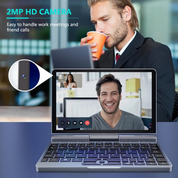 Crelander 2 In 1 Mini Laptop | 8 Inch Touchscreen Portable Computer | Intel 12th Gen N100 Processor | 12GB DDR5 RAM | 1TB M.2 SSD | PD 30W Charging | Wi-Fi 6 BT5.2 | Backlit Keyboard | - Image 4