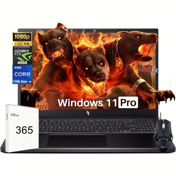 Acer Nitro V 15 Gaming Laptop With Microsoft Office Lifetime License, 15.6" FHD IPS 144Hz Display, Intel I9-13900H, 64GB RAM DDR5, 4TB SSD, GeForce RTX 4060, Wi-Fi 6, Backlit Keyboard, Windows 11 Pro