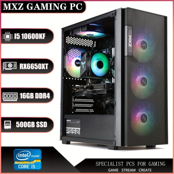 MXZ Gaming PC Computer I5 10600KF, RX 6650XT, 8GB*2 DDR4, NVME 500GB, 6RGB Fans, Gamer Desktop Computer(I5 10600KF| RX 6650XT) - Image 3