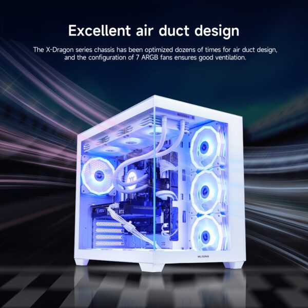Mloong Gaming PC Intel Core i9-14900KF & GeForce RTX 5080 Gaming Desktop with 2TB NVMe SSD, 64GB DDR5, 7-Airflow RGB Fans, Water Cooling & RGB Lighting - 4K Gaming, White/Blue Design, Highperformance Computer, Modern Computer Case, Advanced Cooling System, Highend Computer, Sleek Design, Highquality Components, Esports Players - Image 7