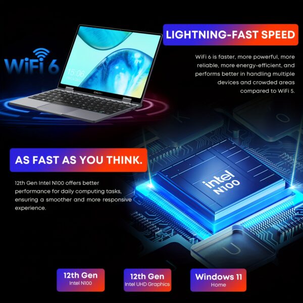 CHUWI MiniBook X 2-in-1 Touch Screen Windows 11 Laptop, 10.51'' 1920*1200 IPS Display, 512GB PCIe SSD 12GB RAM, 12th Gen Intel N100, WiFi6, BT5.2, Backlit Keyboard, 1TB SSD Expand, Type-C, PD 2.0, Webcam, 360 Rotating, Headphone Jack, FHD, LPDDR5, NoteBook Computer - Image 9
