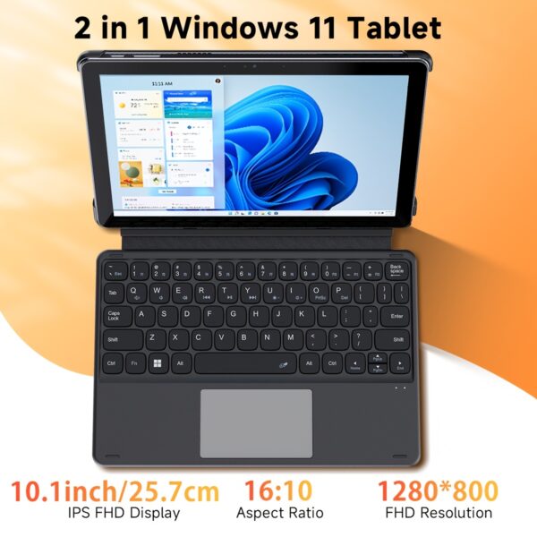 CHUWI Hi10 X1 10.1" 2-in-1 Convertible Tablet Laptop with Keyboard, 13th Gen Intel N150 Processor, 8GB RAM 256GB SSD, Windows 11 Home, 1280x800 IPS Display, WiFi6 & Wireless 5.2, Dual Camera, Headphone Jack, USB-C/USB 3.2, LPDDR5 - Image 4