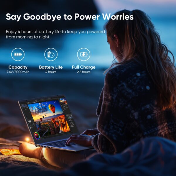 COOLBY 2025 New Business Office Student Learning Thin And Light Laptop, Intel N95 (3.40GHz), Quad-core Quad-thread, 7nm Process, 15.6-inch IPS1080P HD Display, LPDDR5 12GB RAM+M.2 1TB ROM, Support TF Expansion Card, Suitable for Student Learning, Business Office And Other Scenarios, Back to School Season, Gift, Portable - Image 7