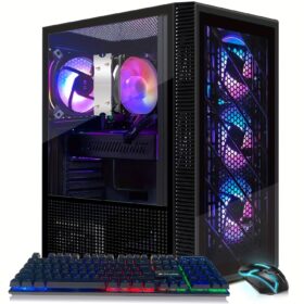 STGAubron Gaming PC Computer Desktop, AMD Ryzen 5 5500 Up To 4.2GHz, Radeon RX 580 8G, 16GB DDR4 RAM, 512GB SSD, WiFi 6 5G Supported, RGB Fan X4, Windows 11 Home