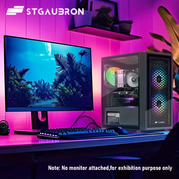 STGAubron Gaming Desktop PC - Intel Core i7-8700, 16GB RAM, 512GB SSD, Radeon RX 550 4GB, RGB Fans, Windows 10 Home, RGB Keyboard & Mouse, 600Mbps WiFi, Gaming Setup | RGB Lighting Setup | Sleek Gaming PC, Gaming Accessories - Image 4