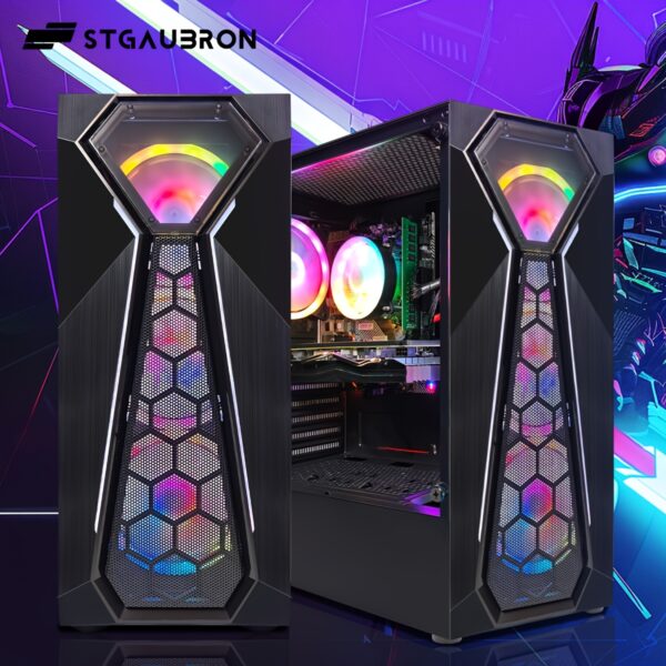 STGAubron Gaming PC Desktop Computer, 10th Gen G5905 3.5G, Radeon RX 550, 16GB DDR4 RAM, 512GB SSD, 600m WiFi, RGB Fan X 4, Windows 11 Home - Image 6
